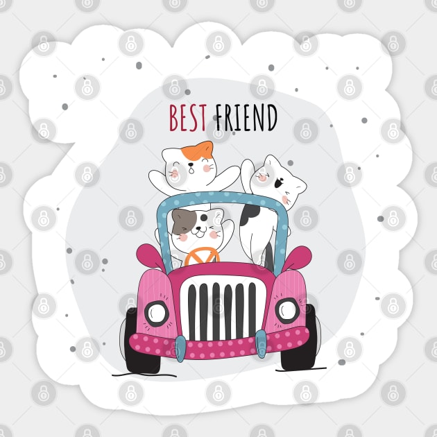 Cute Cats Best Friend Sticker by PG